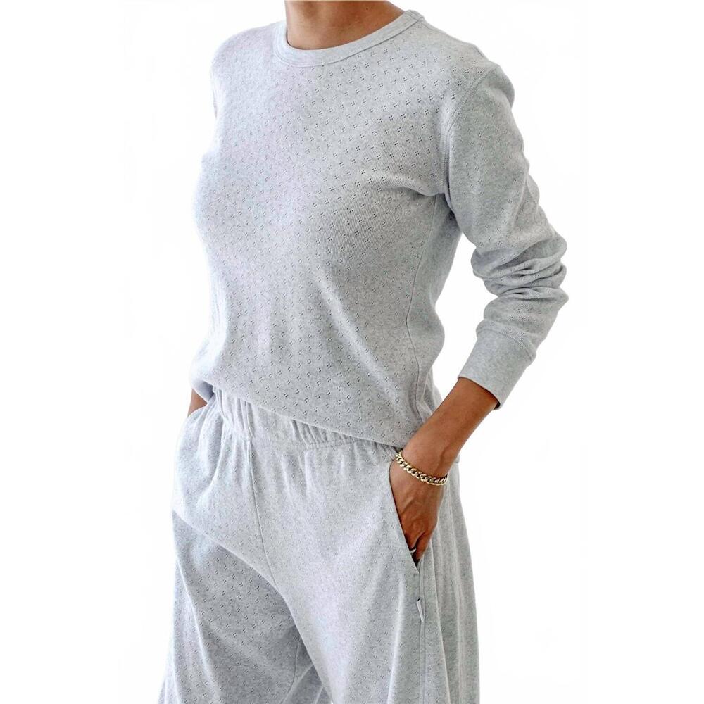 NEW LE BON SHOPPE pointelle fundamental shirt in icy gray